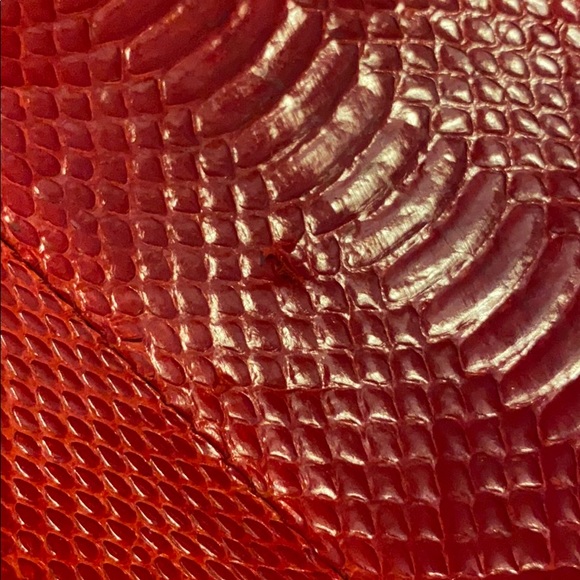 Vintage J Renee Red snakeskin Envelope Clutch - Picture 6 of 7